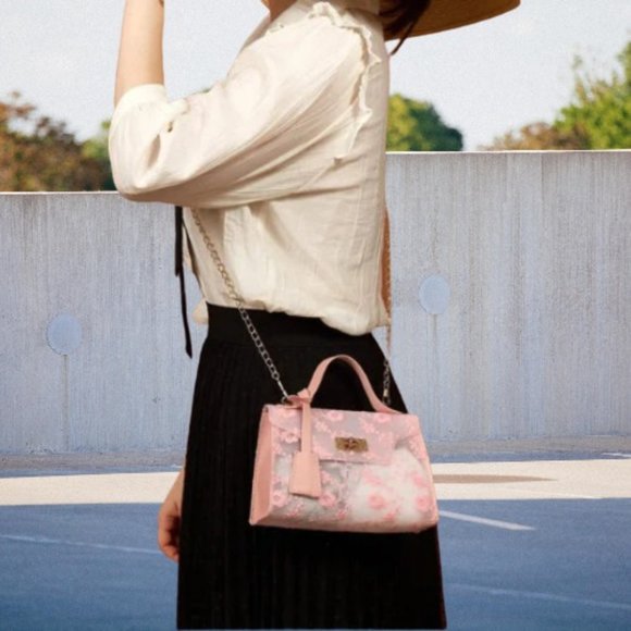 Floral Embroidered Lock Chain Bag Satchel Bag - Picture 4 of 4